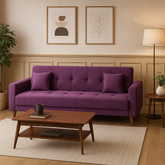 Velvet Purple Sofa Cum Bed