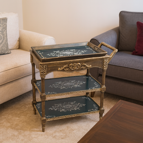 Emerald Elegance Tea Trolley